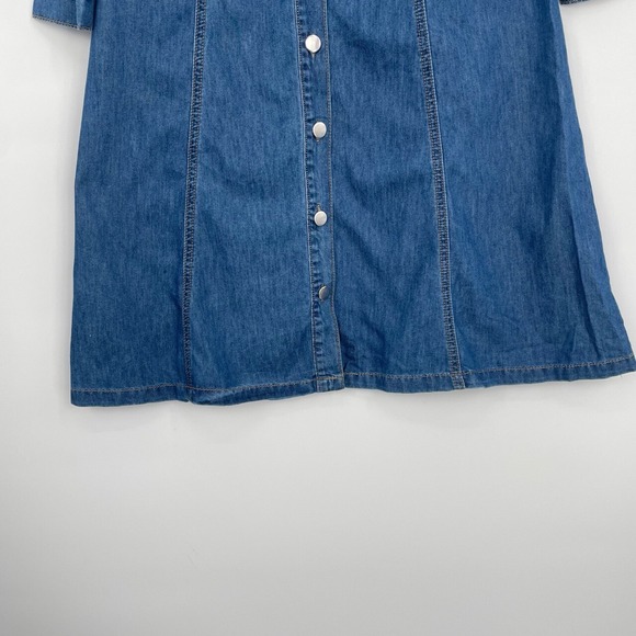Allegra K Womens Blue Button Down Long Sleeve Collared Denim Shirt Dress Size XS - Picture 6 of 12